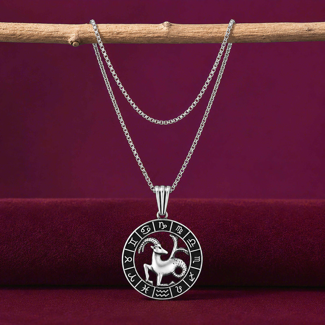 Capricorn Zodiac Silver Pendant