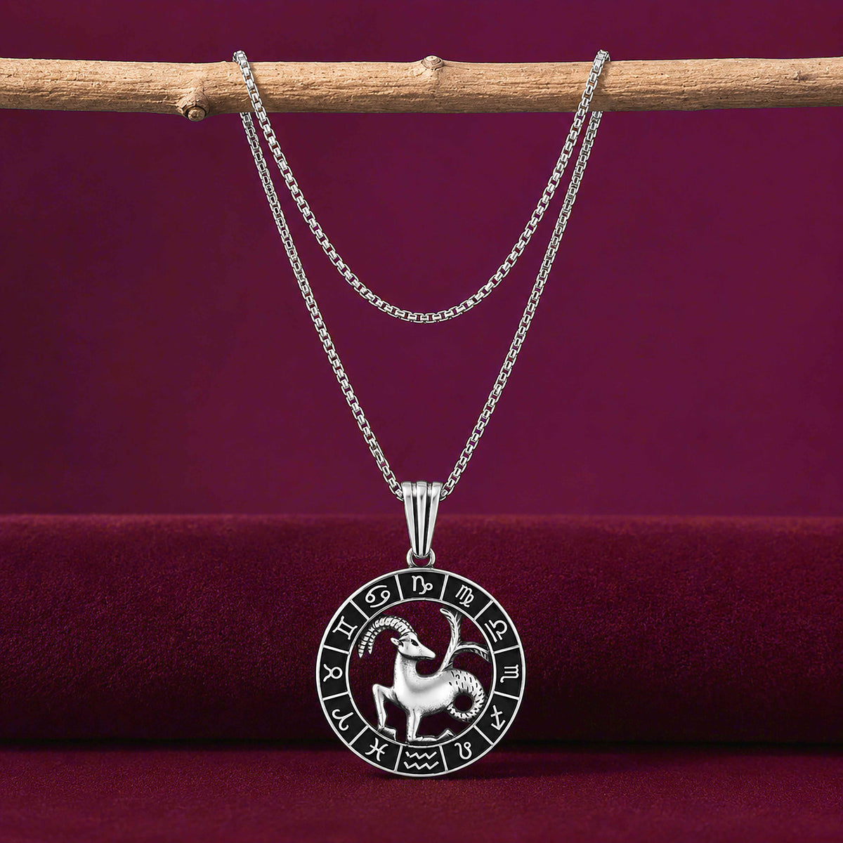 Capricorn Zodiac Silver Pendant