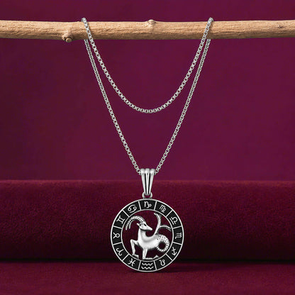 Capricorn Zodiac Silver Pendant