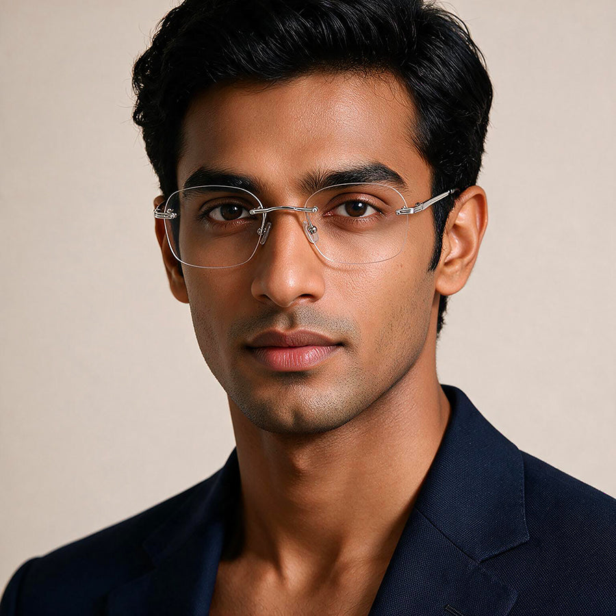 Cartier Rimless Oval Eyeglasses Silver
