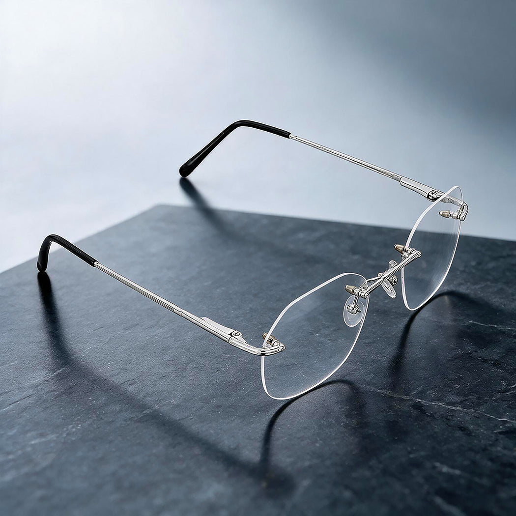 Cartier Rimless Oval Eyeglasses Silver