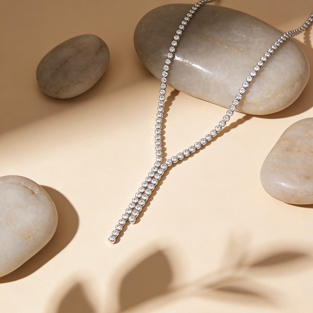 Celeste Cascade Silver Drop Necklace