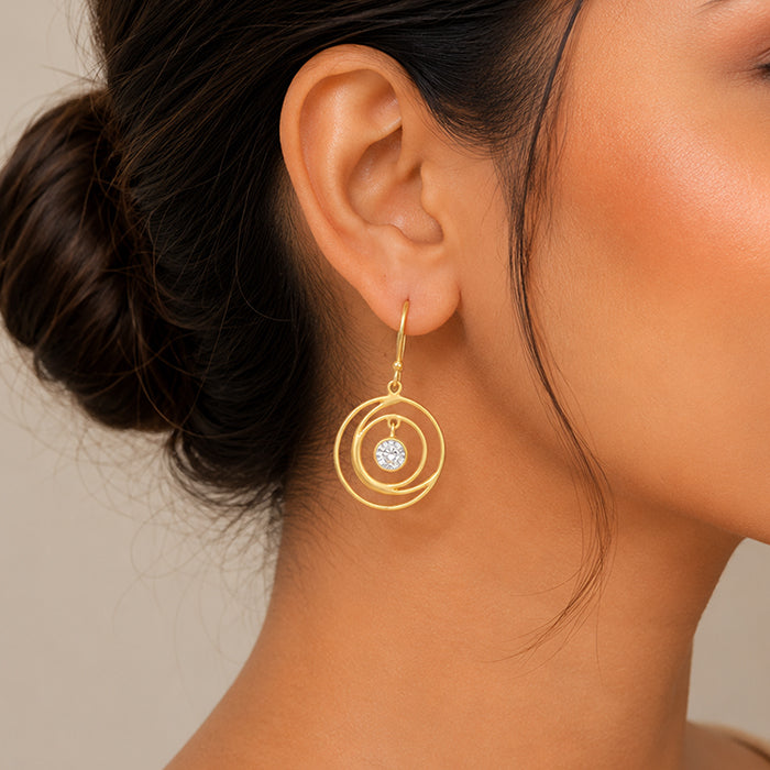Celestial Circle Glow 925 Sterling Silver Elegant Earring
