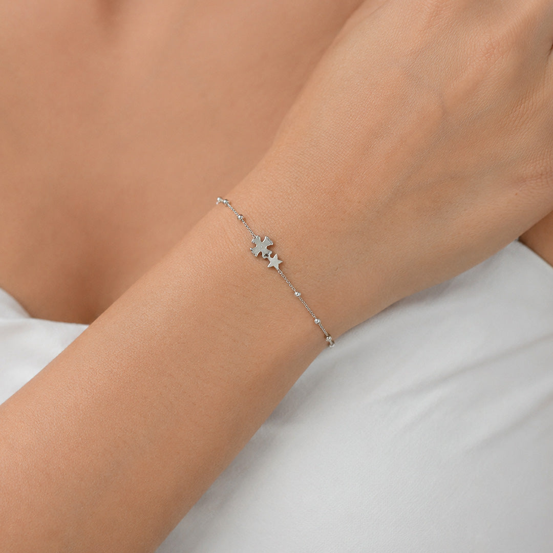 Celestial Clover Star 925 Sterling Silver Bracelet