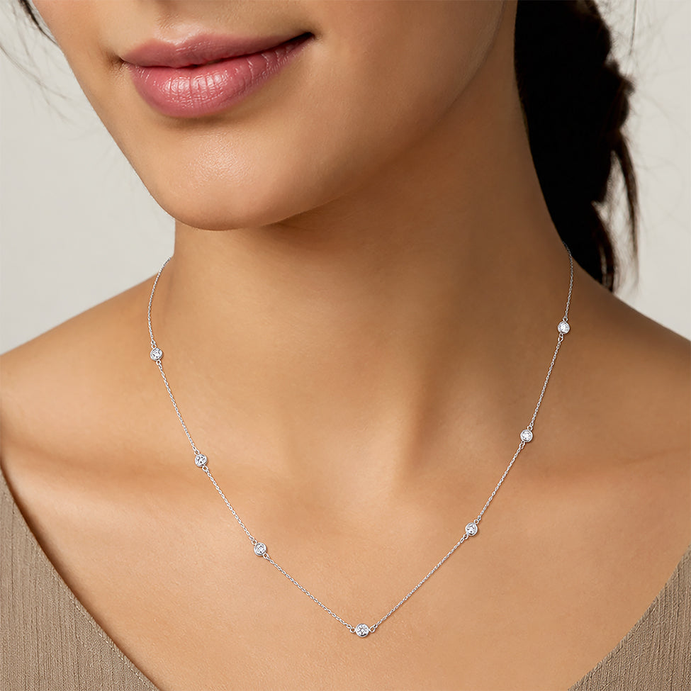 Celestial Dewdrop Sparkle Silver Station Chain