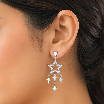 Celestial Meteor Shower Silver Earrings