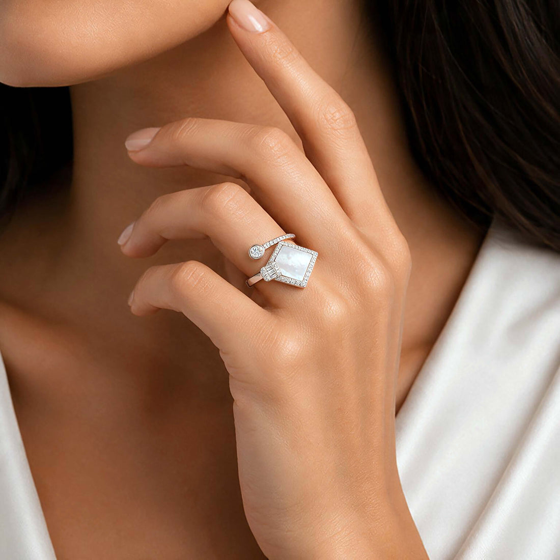 Celestial Mother Of Pearl 925 Sterling Silver Ring for Women