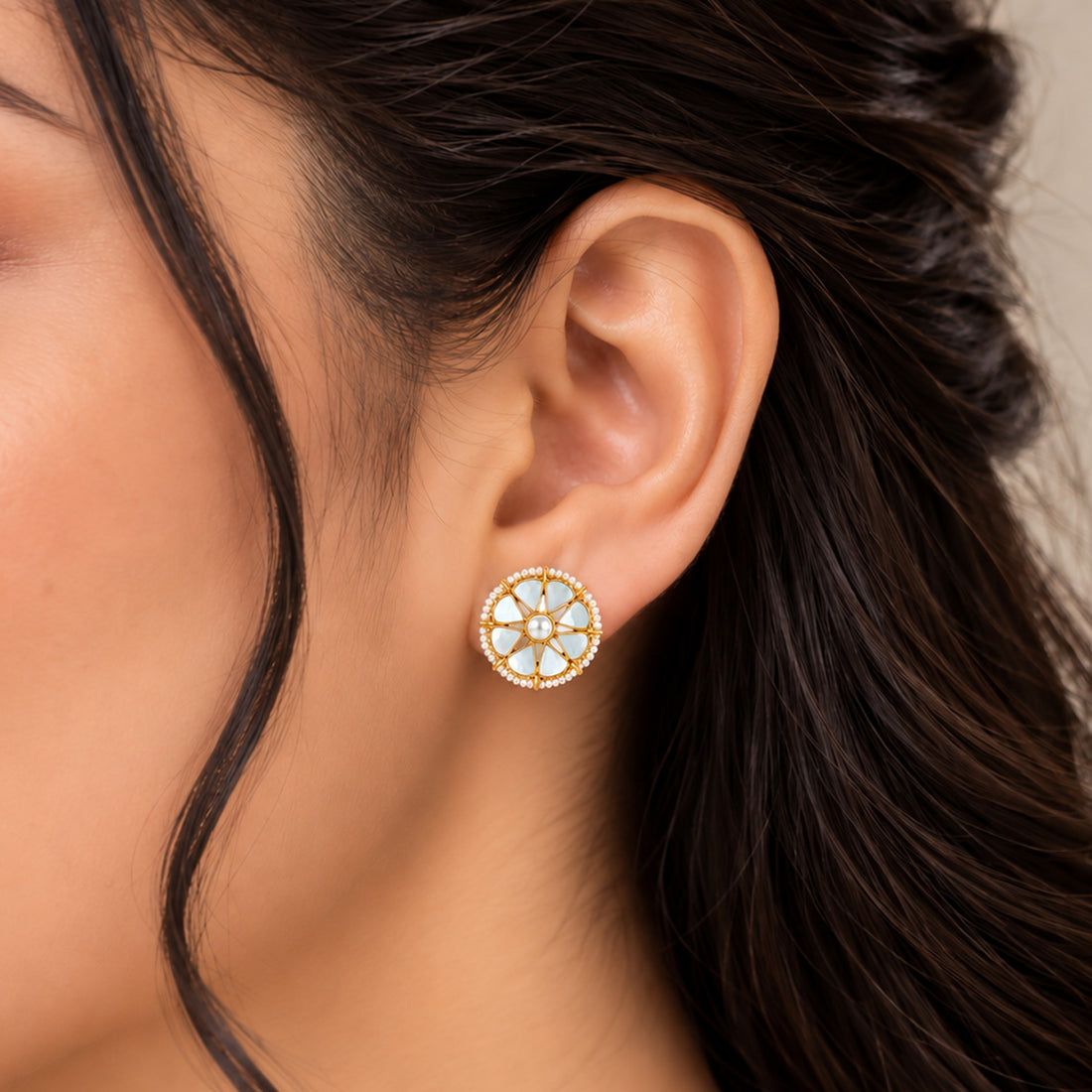 Celestial Pearl Bloom 925 Sterling Silver Stud Earrings