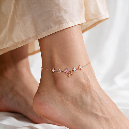 Celestial Star Charm Rose Gold Plated Silver Anklets
