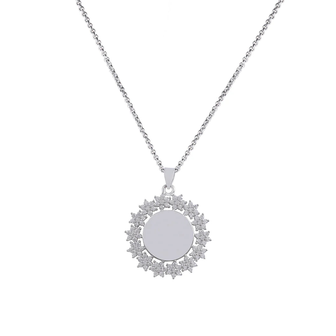 Celestial Bloom 925 Sterling Silver Stone Frame Pendant