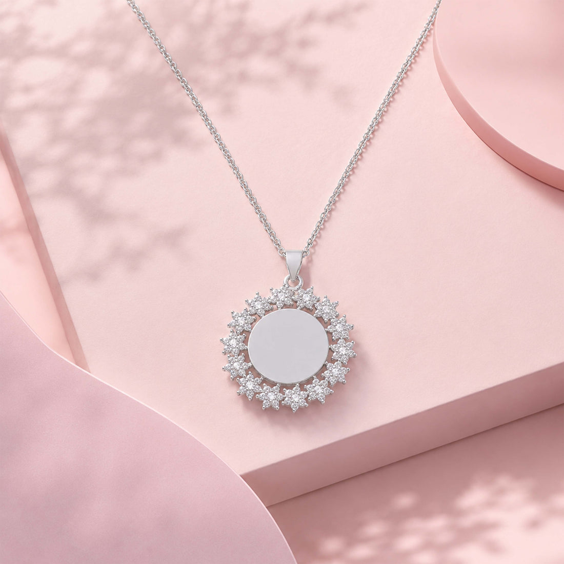 Celestial Bloom 925 Sterling Silver Stone Frame Pendant