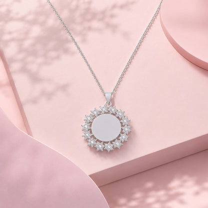 Celestial Bloom 925 Sterling Silver Stone Frame Pendant