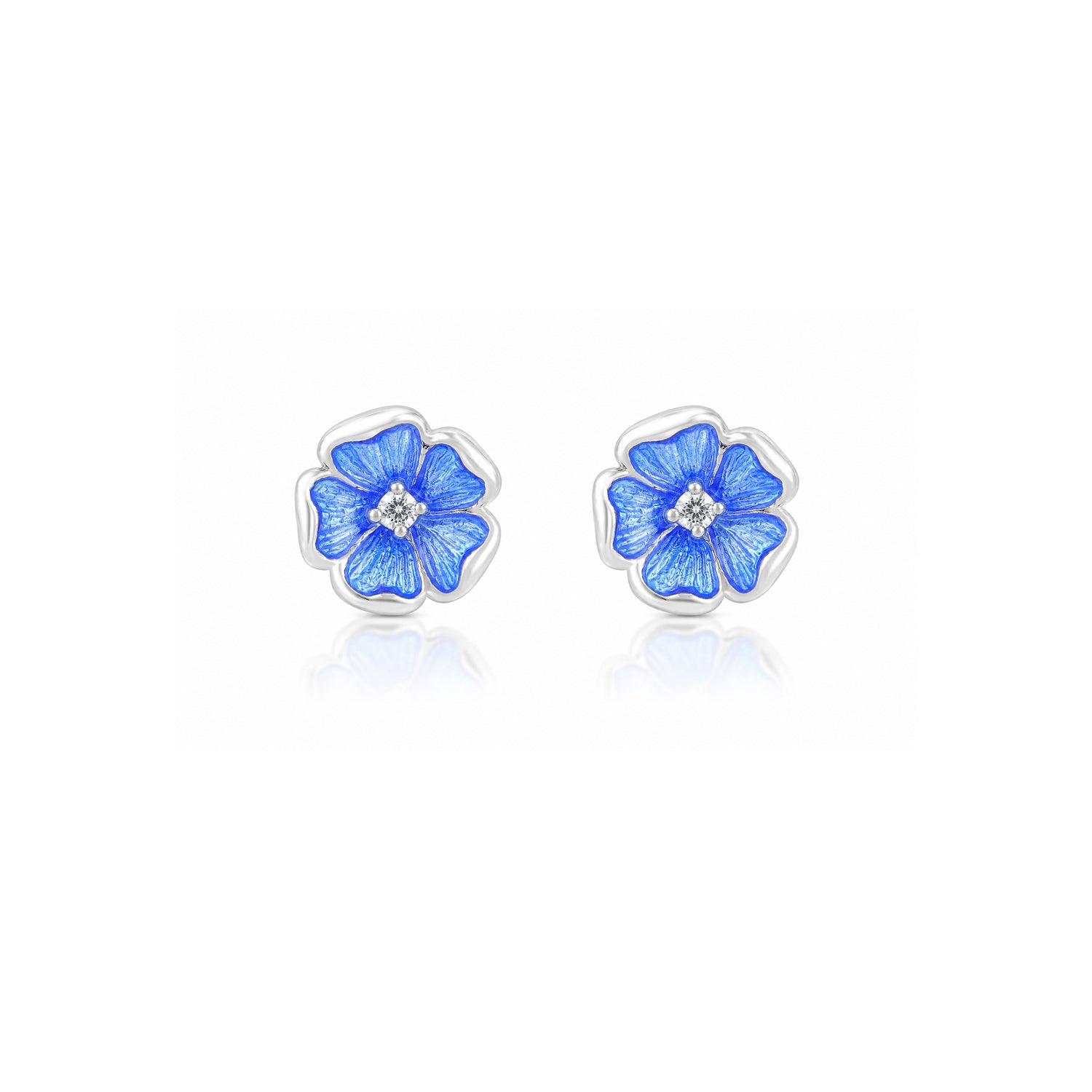 Celestial Blue Petals 925 Sterling Silver Stud Earrings