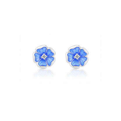 Celestial Blue Petals 925 Sterling Silver Stud Earrings