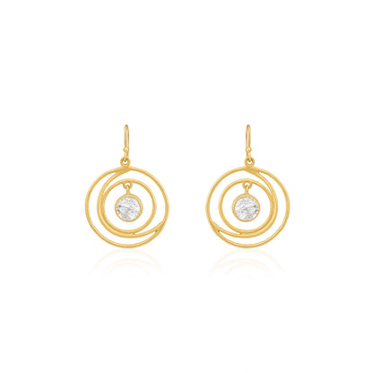 Celestial Circle Glow 925 Sterling Silver Elegant Earring