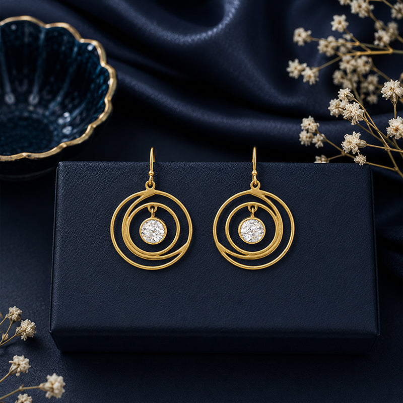Celestial Circle Glow 925 Sterling Silver Elegant Earring