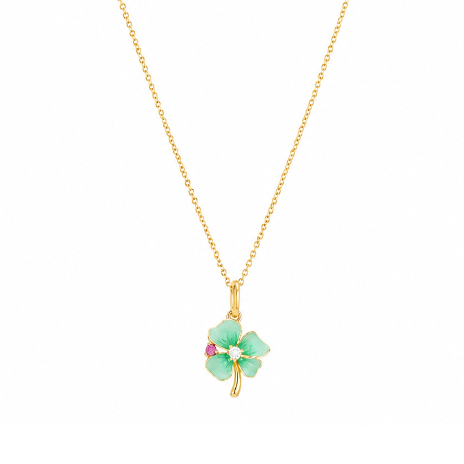 Celestial Clover Petal Golden Sparkle Designer Pendant Chain