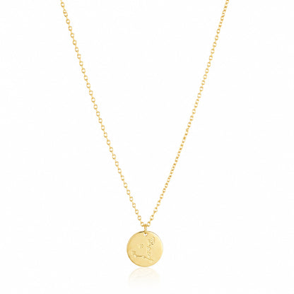Celestial Constellation Disc 925 Sterling Silver Golden Chain Pendant for Women