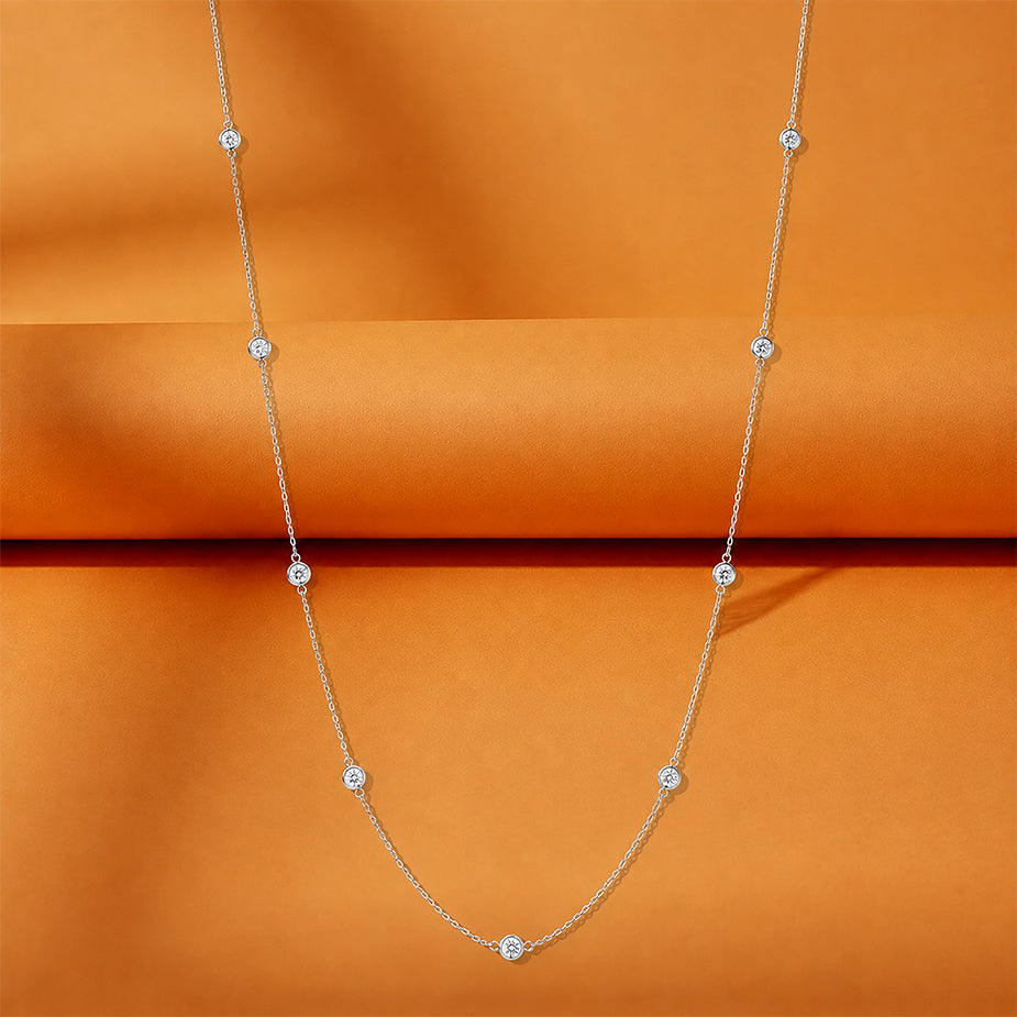 Celestial Dewdrop Sparkle Silver Station Chain