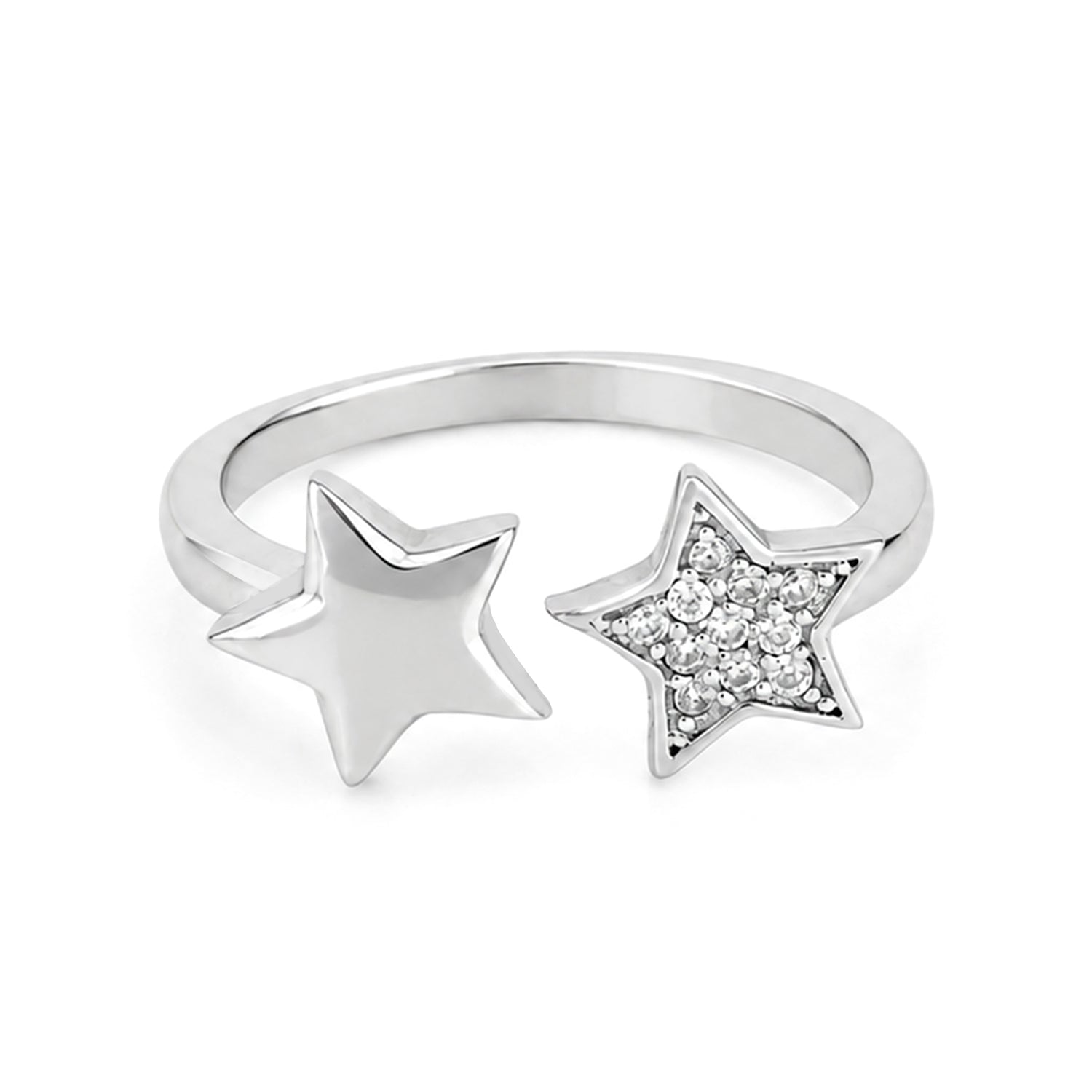 Celestial Dual Star Crystal Elegance 925 Sterling Silver Rng for women