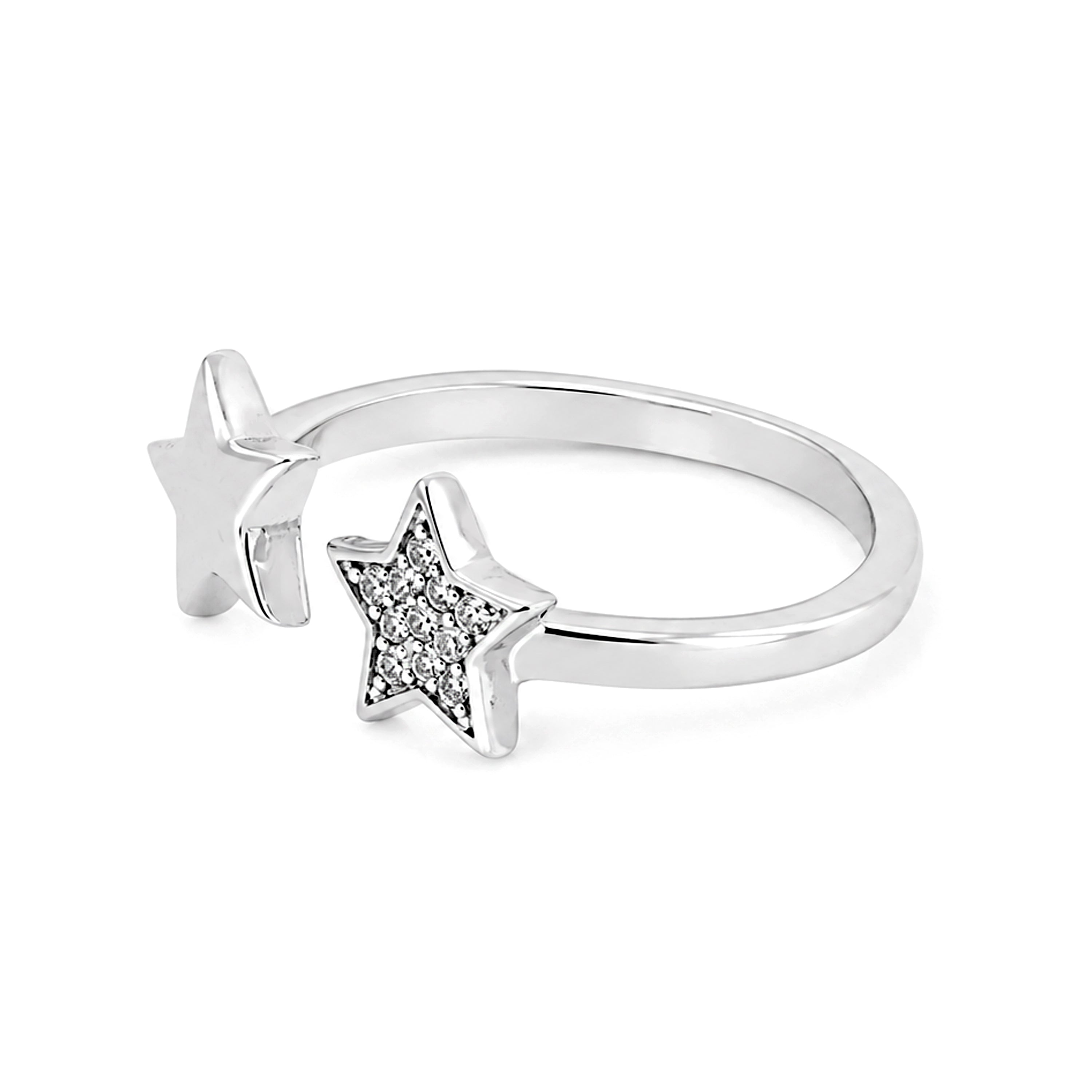 Celestial Dual Star Crystal Elegance 925 Sterling Silver Rng for women