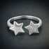 Celestial Dual Star Crystal Elegance 925 Sterling Silver Rng for women