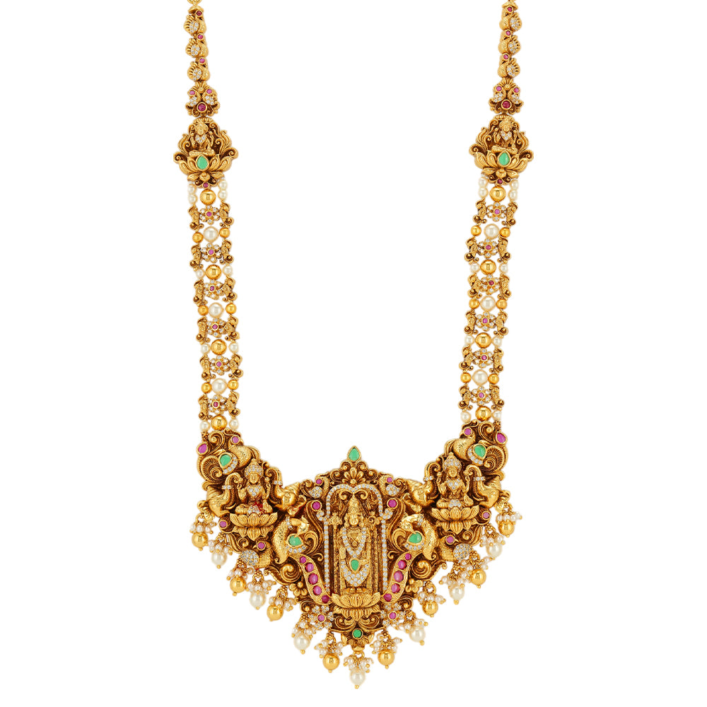 Celestial Glory Perumal Centred Saraswati Deatiling 925 Haram