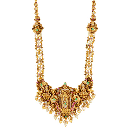 Celestial Glory Perumal Centred Saraswati Deatiling 925 Haram