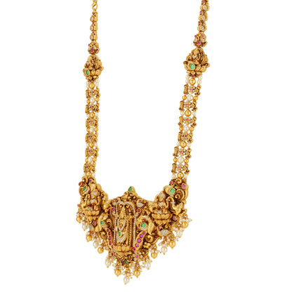 Celestial Glory Perumal Centred Saraswati Deatiling 925 Haram