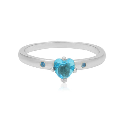 Celestial Heart Rhodium Plated Solitary Heart Ring