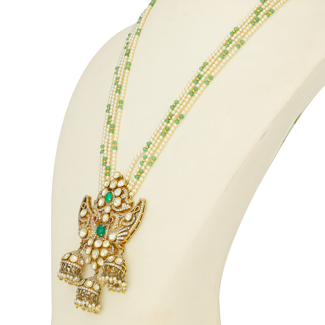 Celestial Kundan Pearl Golden Layered Traditional Designer Haram