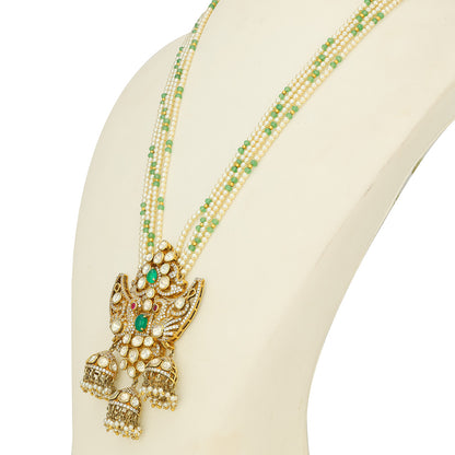 Celestial Kundan Pearl Golden Layered Traditional Designer Haram