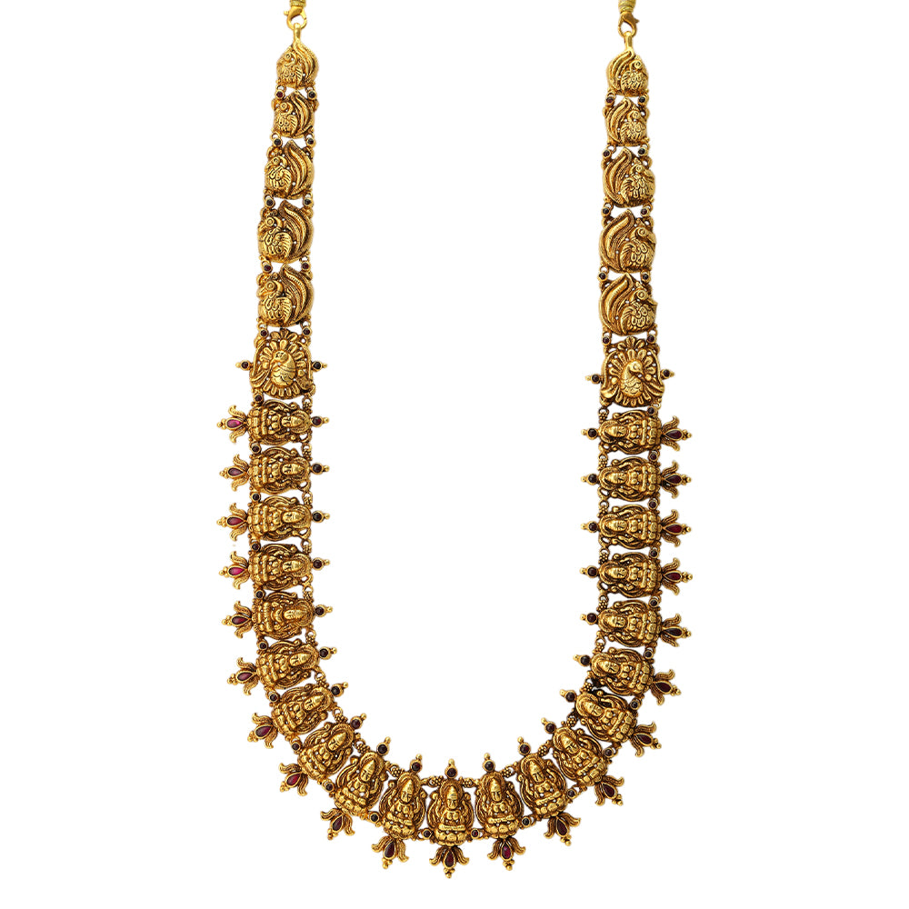 Celestial Lakshmi Peacock Fusion 925 Gold Plated Haram