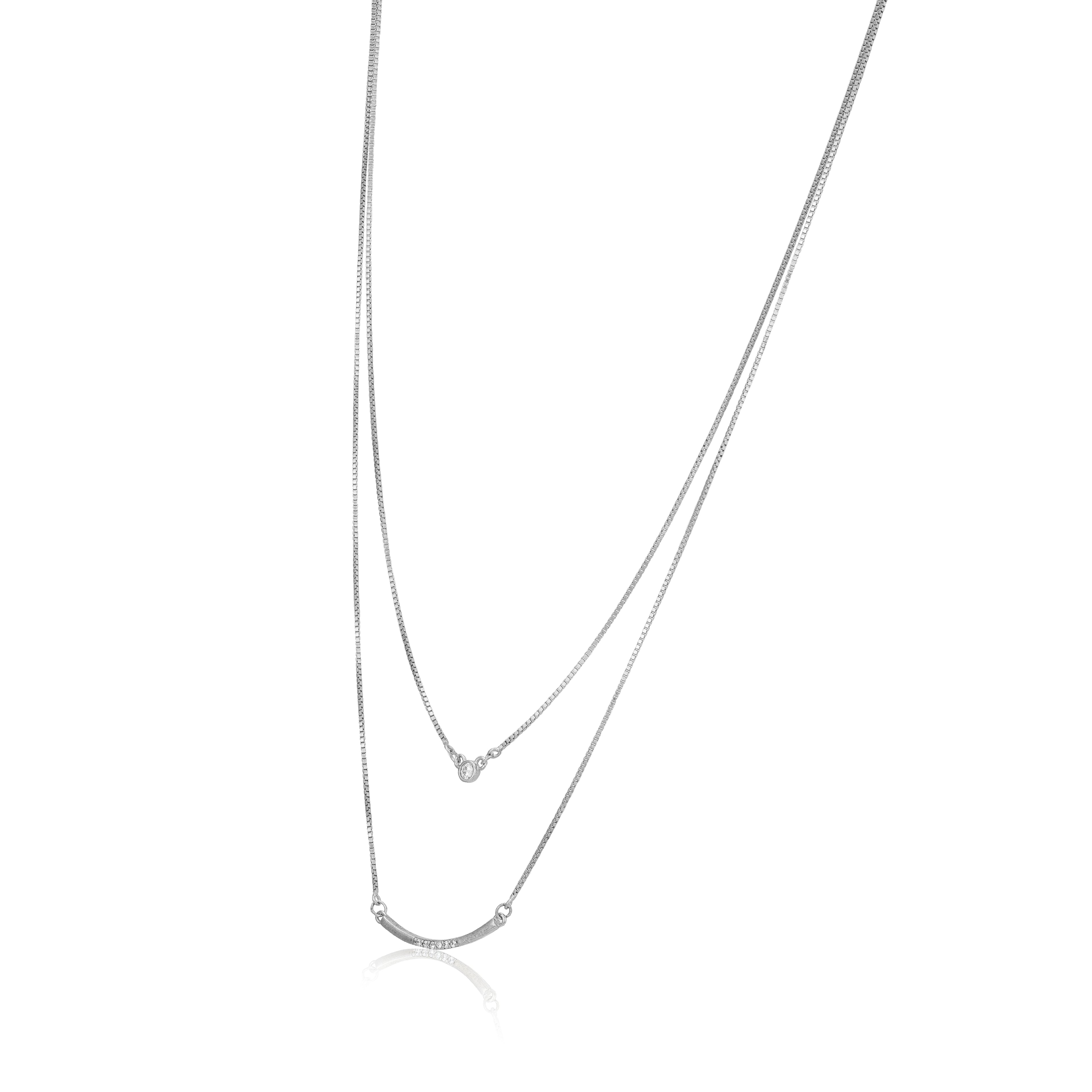 Celestial Layered 925 Sterling Silver Crystal Arc Chain Pendant