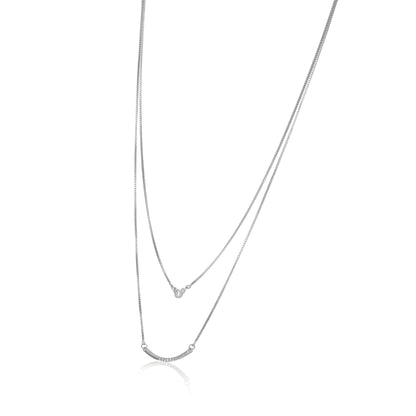 Celestial Layered 925 Sterling Silver Crystal Arc Chain Pendant