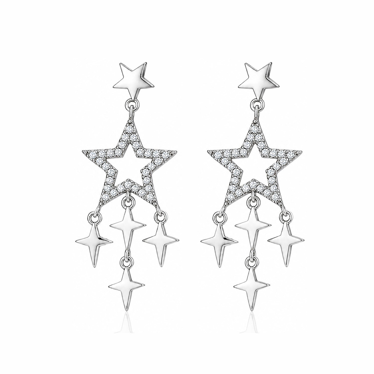 Celestial Meteor Shower Silver Earrings