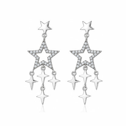 Celestial Meteor Shower Silver Earrings