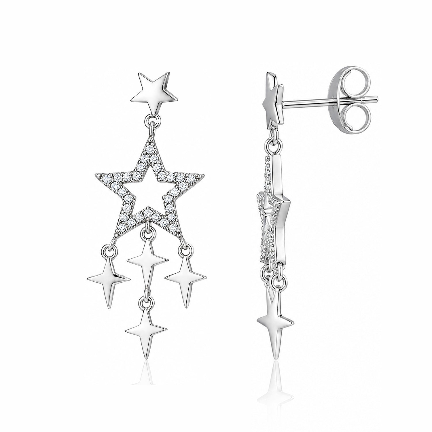 Celestial Meteor Shower Silver Earrings
