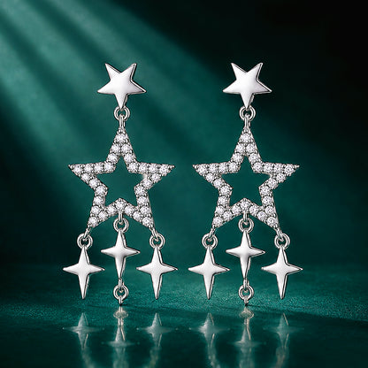 Celestial Meteor Shower Silver Earrings