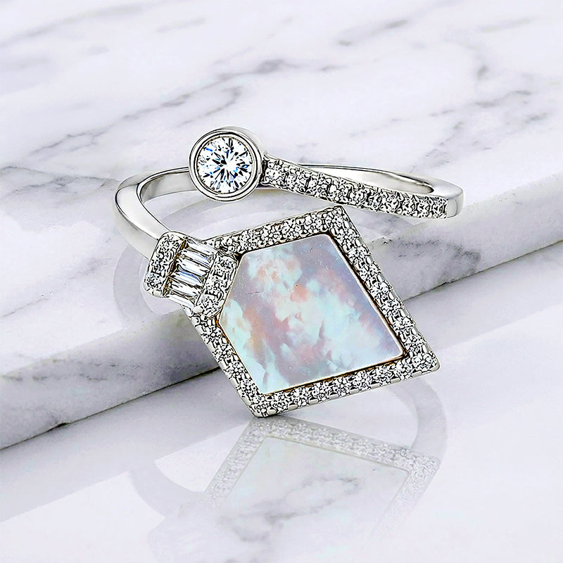 Celestial Mother Of Pearl 925 Sterling Silver Ring for Women