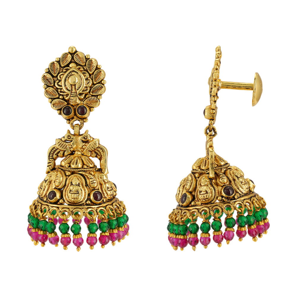 Celestial  Peacock Divine Goddess 925 Gold Plated Earrings