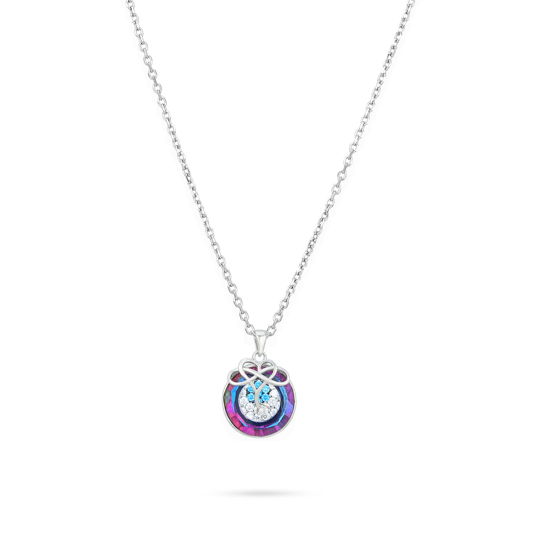 Celestial Rainbow Halo 925 Sterling Silver Chain Pendant for Women