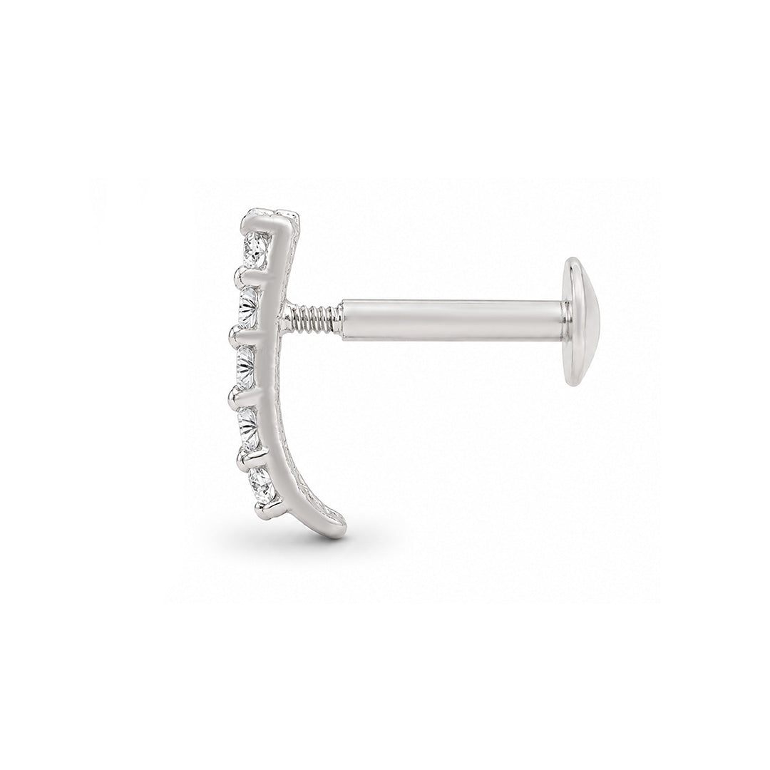 Celestial Shimmer Vertical Crystal Silver Nose Pin