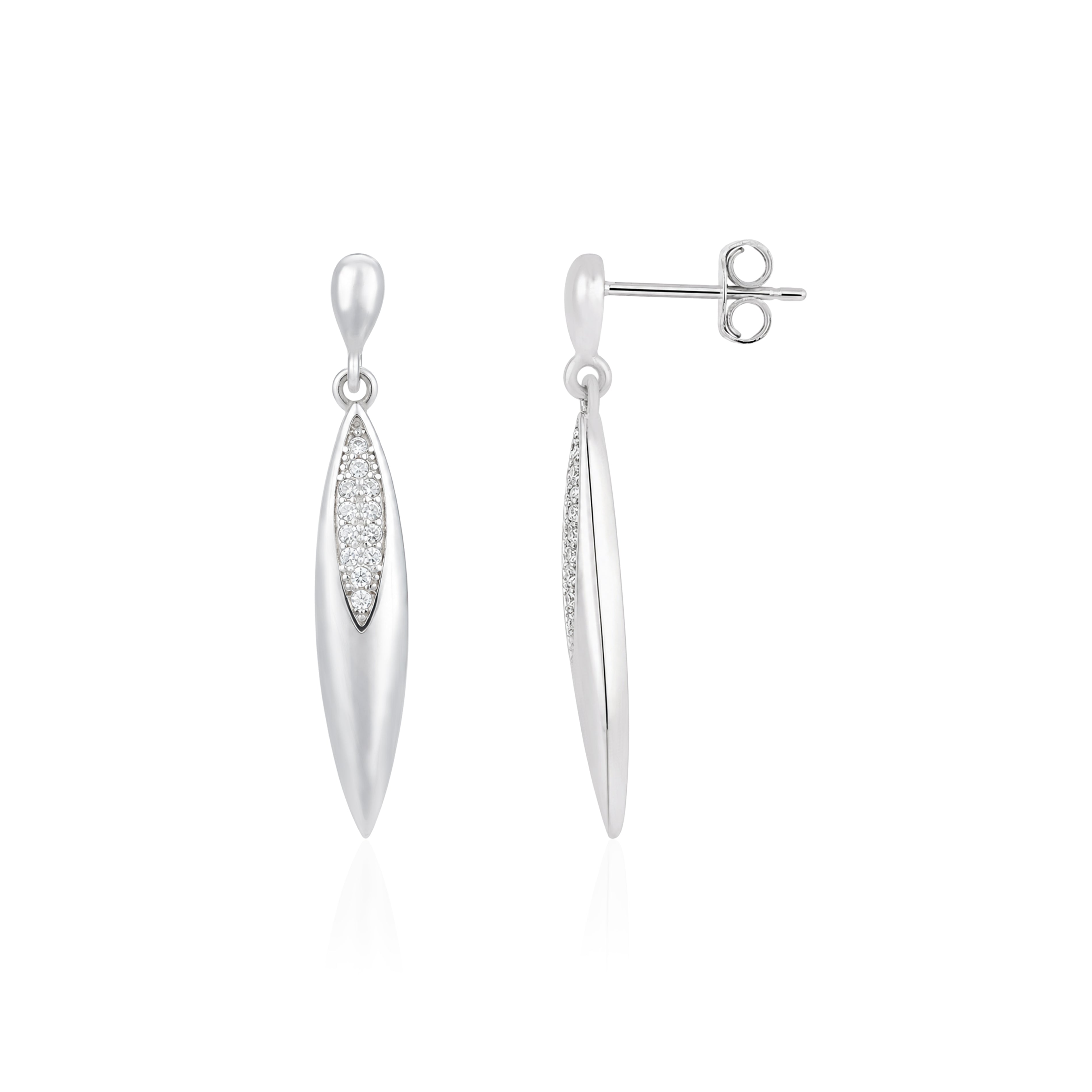 Celestial Silver Leaf Crystal Elegant Statement Drop Earring