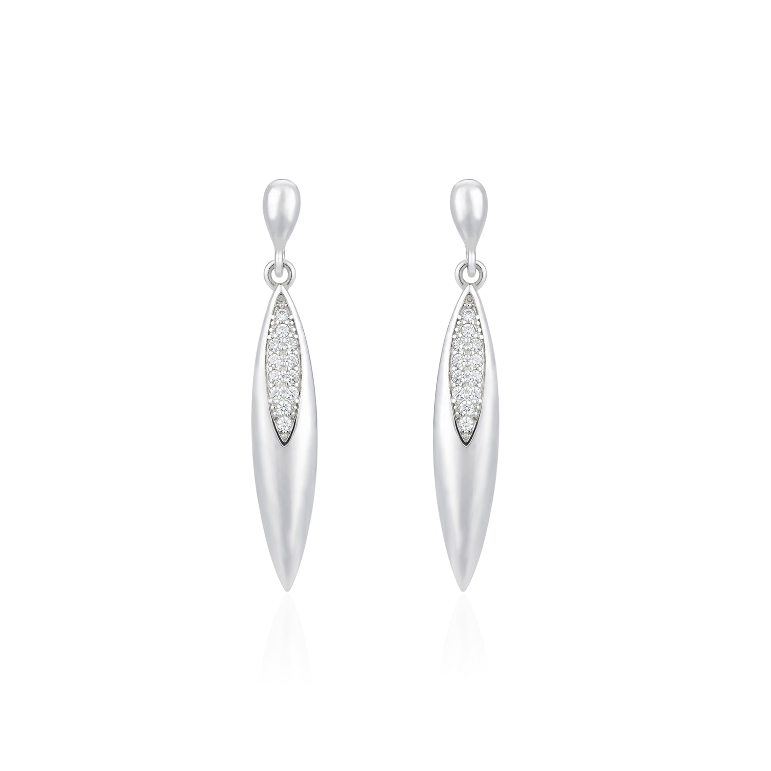 Celestial Silver Leaf Crystal Elegant Statement Drop Earring