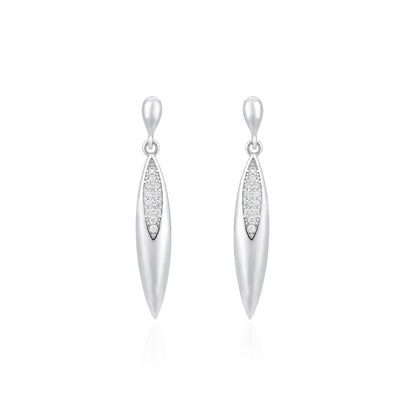 Celestial Silver Leaf Crystal Elegant Statement Drop Earring