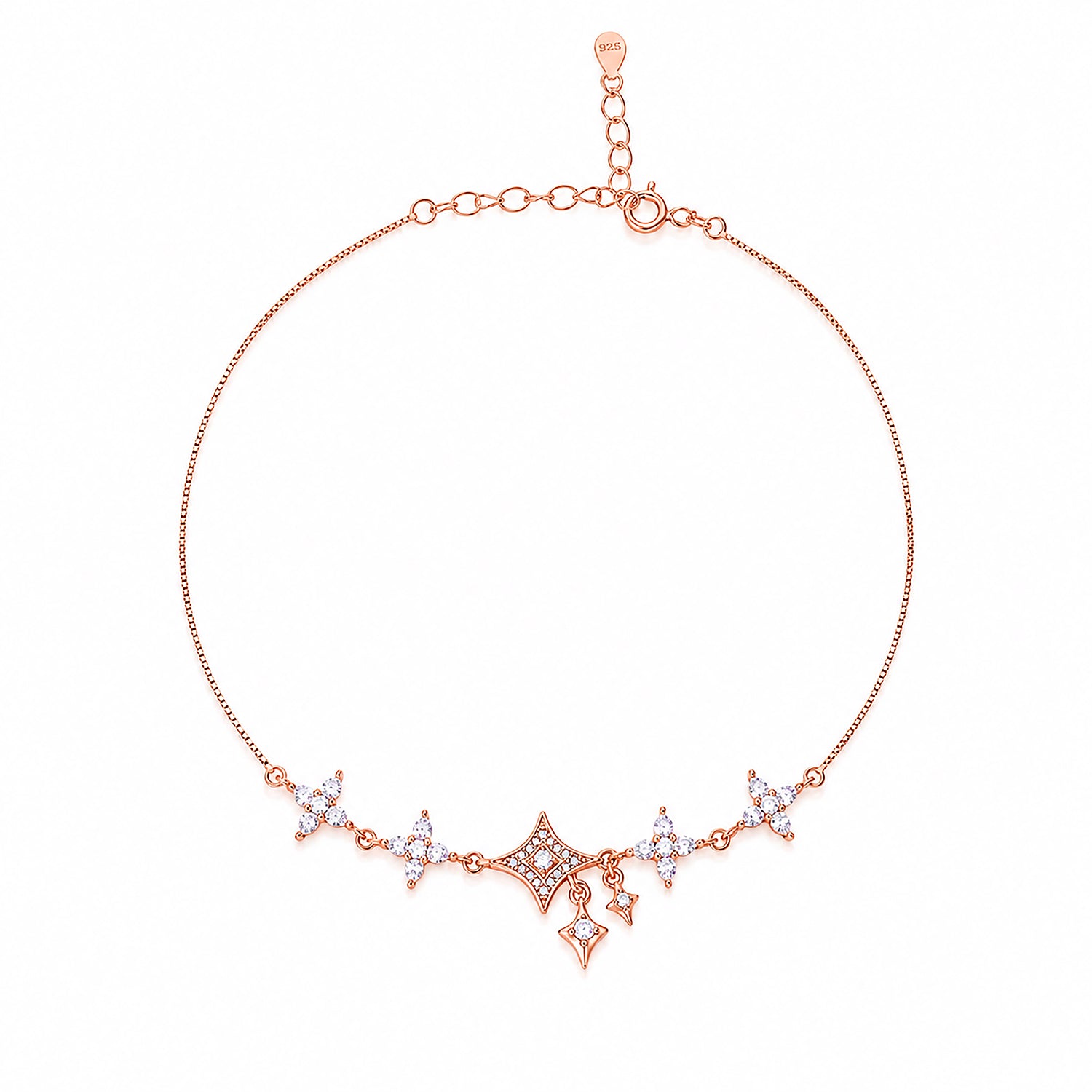 Celestial Star Charm Rose Gold Plated Silver Anklets