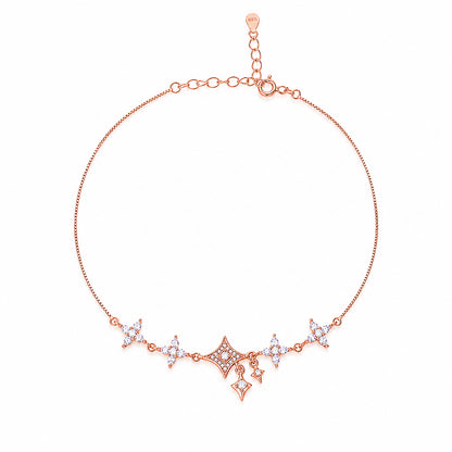 Celestial Star Charm Rose Gold Plated Silver Anklets