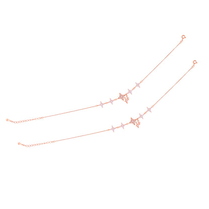 Celestial Star Charm Rose Gold Plated Silver Anklets