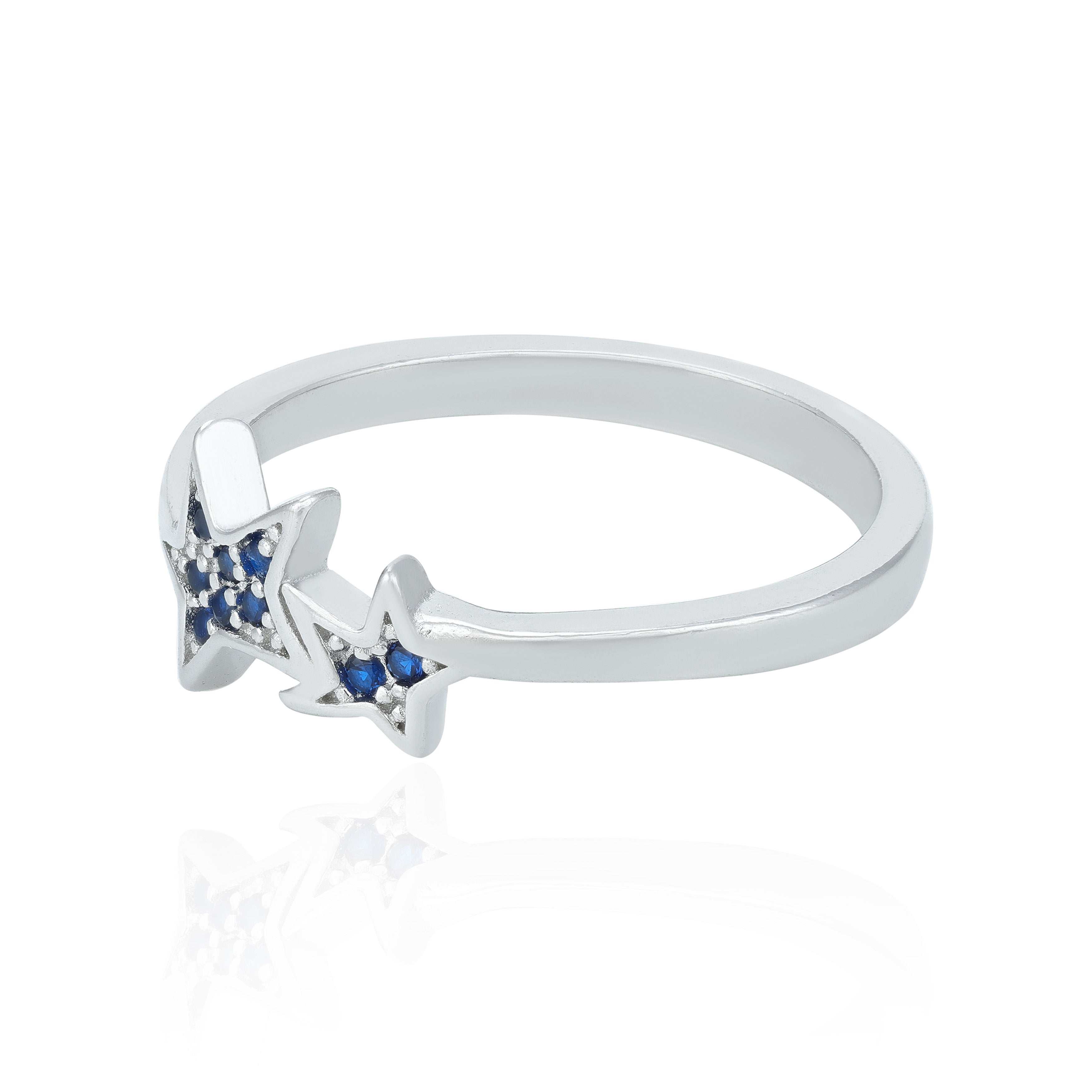 Celestial Twin Star 925 Sterling Silver Ring for Women